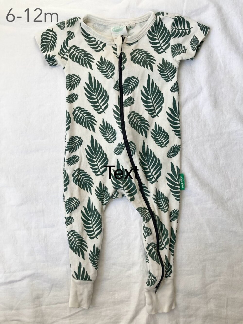 (🎨$3 PLAY) Parade 6-12 Months Baby Leaf Short Sleeve Zip Sleeper Spring Summer